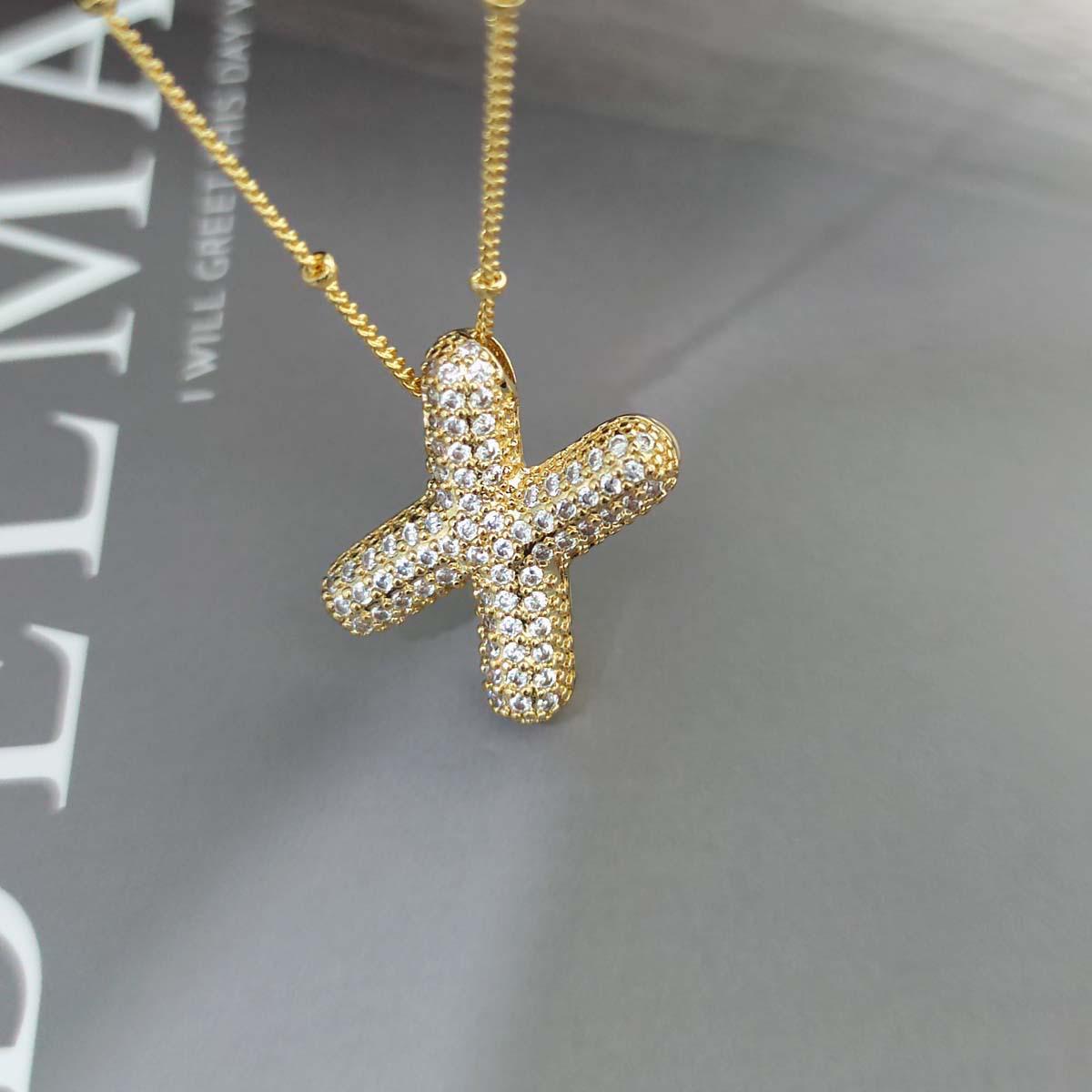 

Gold-Plated Copper Zircon Balloon Bubble Alphabet Pendant Necklace Pendant Only
