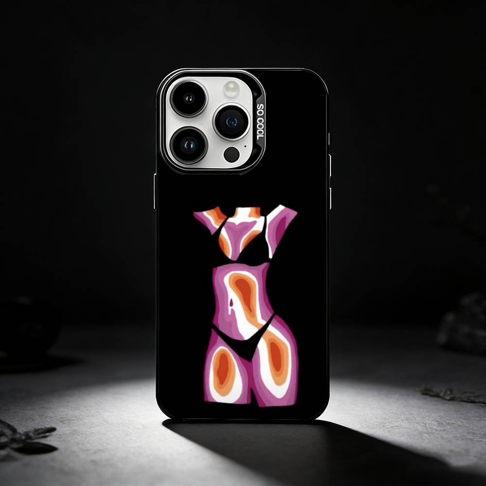 Sexy Body curve Art Phone Case For iPhone 17,16,15,14,13,12,11 Plus,Pro Max,XS,Colored silver phone case