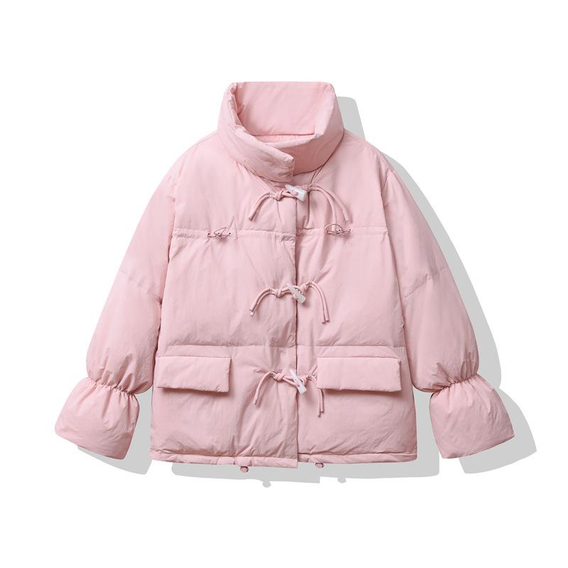 Wind horn buckle down cotton-padded clothing for women's short winter new cotton-padded jacket thickened loose warm bread clothing for women