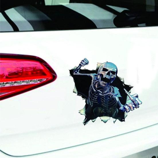Vodotěsná reflexní 3D nálepka s děsivou lebkou na auto dekorace