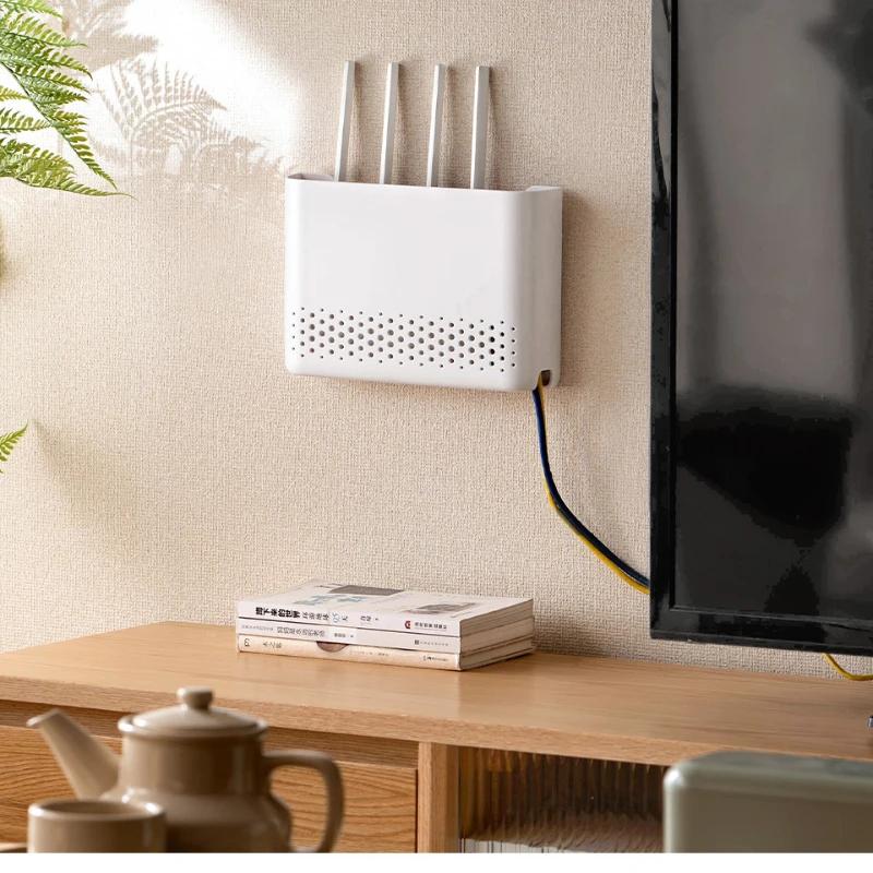 Router Storage Box Storage Racks Punch Free Wall Mounted Living Room Organizer WiFi Hider Wall Hanging Rack Headboard Shelf