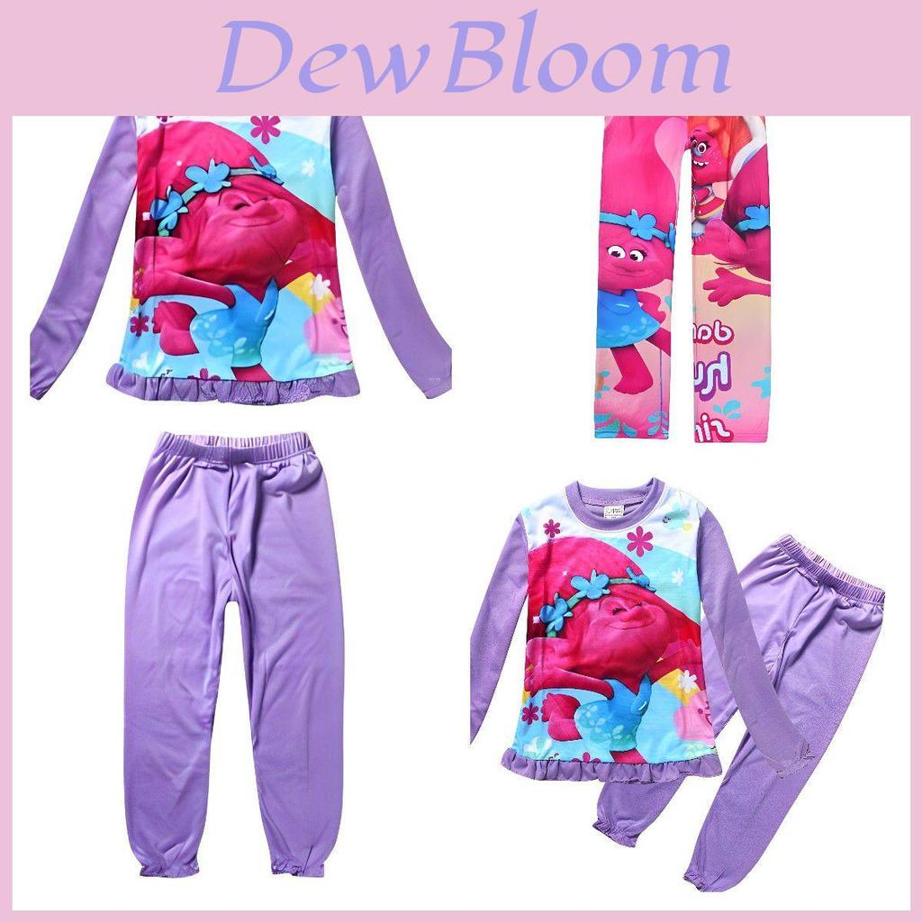Adorable Trolls Kids Girl Cartoon Winter Sleepwear Pyjamas Tracksuits Nightwear Nightgown
