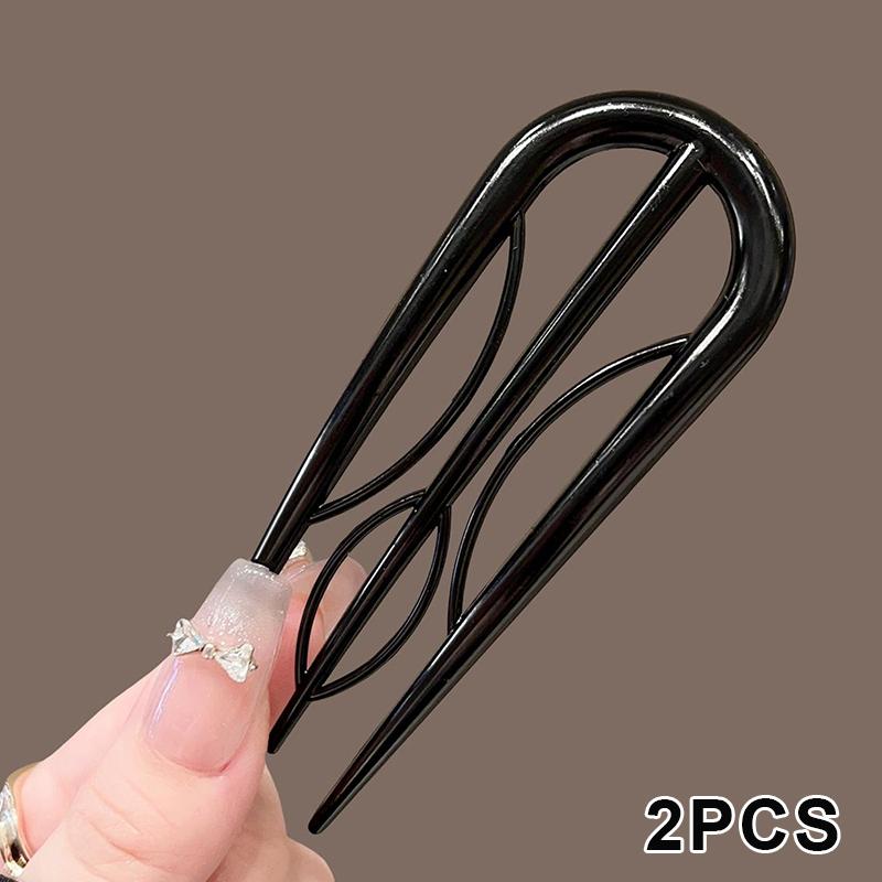2Pcs Acetate Leaves U-Shaped Hair Stick Hair Fork Hairstyle Tools Geometric Women Girls Hair Accessories Headwear