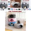 Cama de Gato em Feltro Pelúcia Design de Túnel Circular Para Gatos de Todas as Estações Macia e Removível