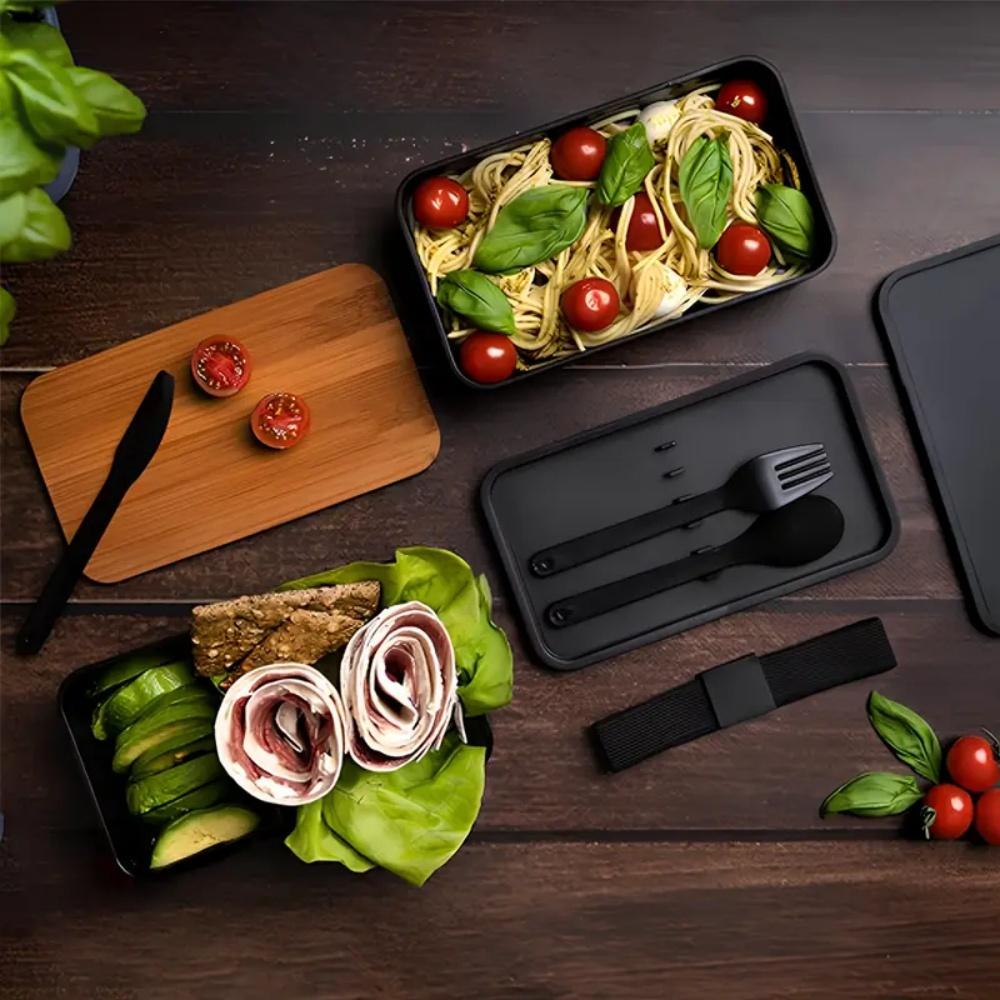 Adult Bento Lunch Box, 2-Tier Food Storage Container Set with Cutlery for Kids/children, Crisper Microwave and Dishwasher Safe