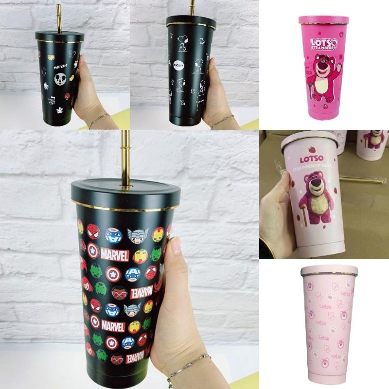 Hochleistungs-Cartoon-Isolierbecher mit Strohhalm für Jungen und Mädchen, 304 Edelstahl