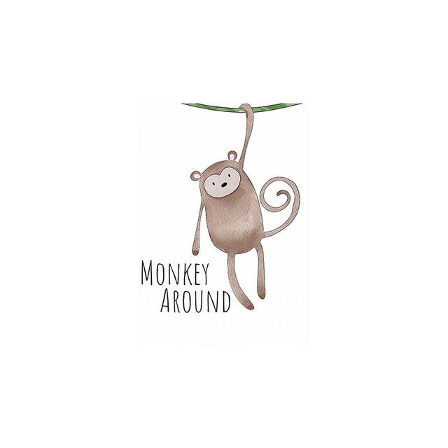 Solid Wood Frame Nordic Cute Cartoon Animal Canvas Painting Picture Be Brave Be Strong Children's Room Kindergarten Kids Wall Art Decor