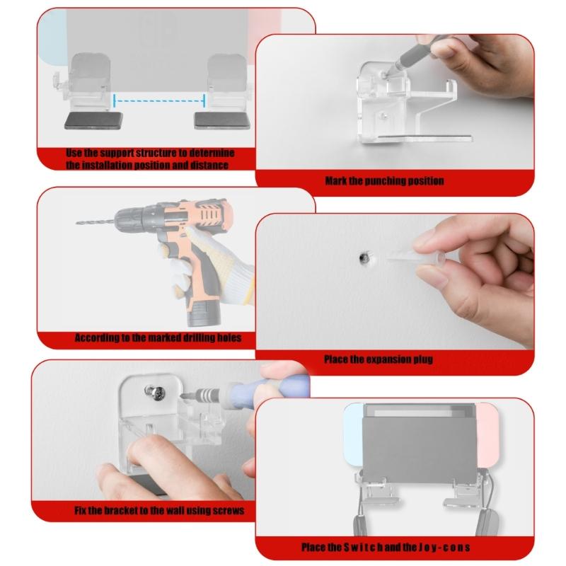2pcs Wall Mount Holder for NS2 Console Clear Acrylic Stand with Controller Storage Rack Bracket Gaming Accessory