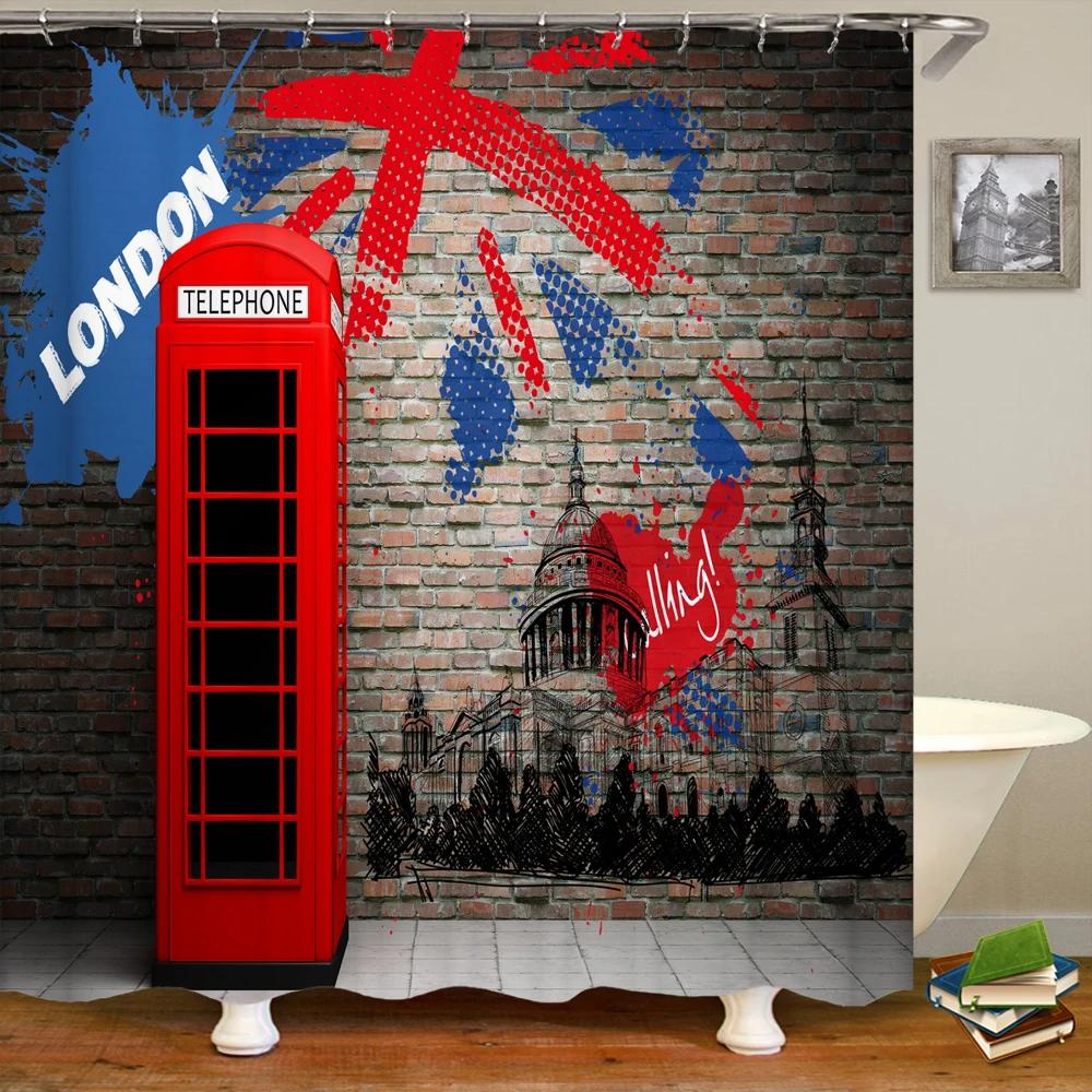 Custom Old Wood Shower Curtain Waterproof Bathroom Polyester Fabric Retro British style Bath Curtains Decor With Hook