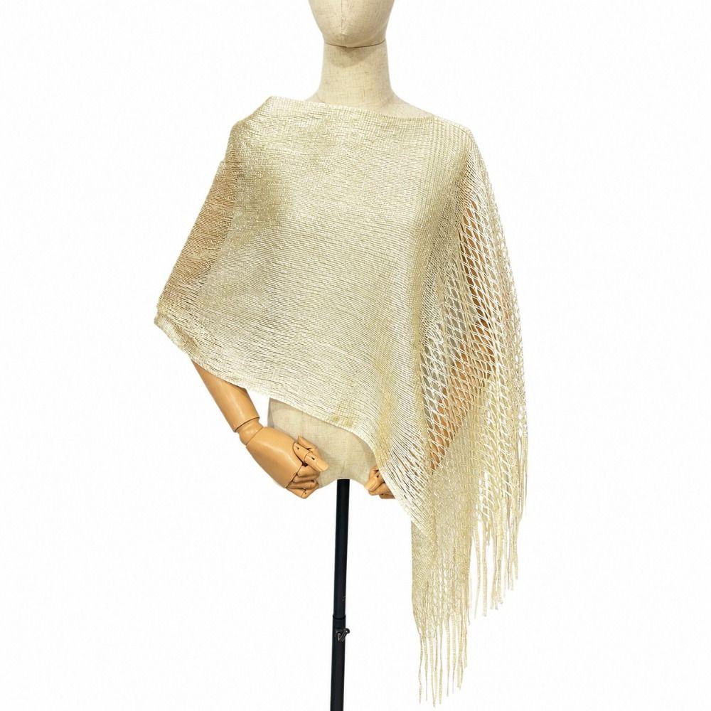 Tassel Sun Protection Shawl Solid Color Glitter Scarf Treandy Hollow Out Shawl Dinner Party