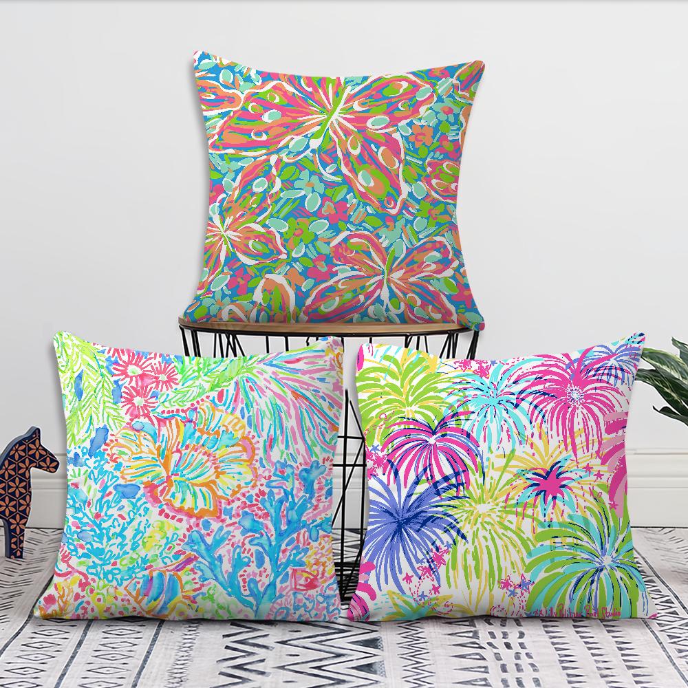 Soft Pillow Case for Sofa Living Room Home Colorful L-Lilly Decor Protective Cover P-Pulitzer Gorgeous Without PillowInsert
