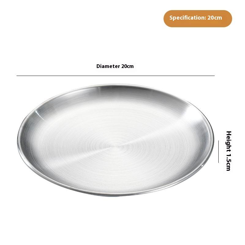 1 Pcs Thickened New Stainless Steel Disc Golden Cafe Tray Dining Disc Fruit Meat Dessert High Quality Round Plate Shallow Tray