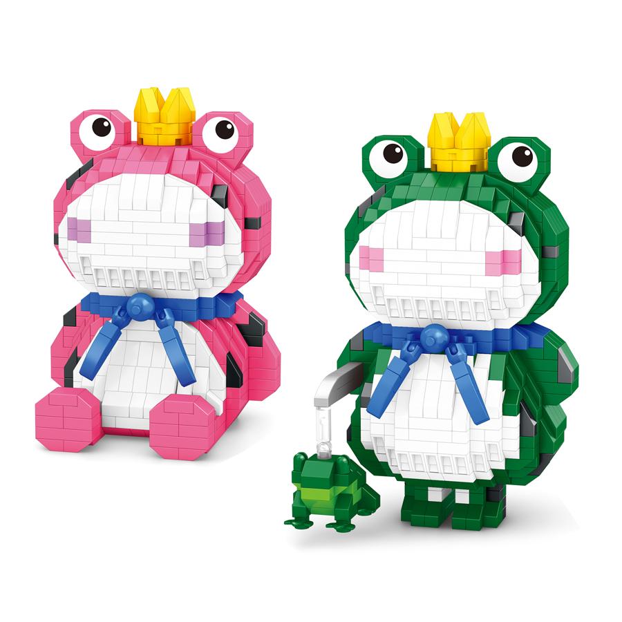 Cute Cartoon Frog Mini Bricks Animals Building Block Micro Blocks DIY Educational Kids Toys Desktop Ornament Christmas Toys
