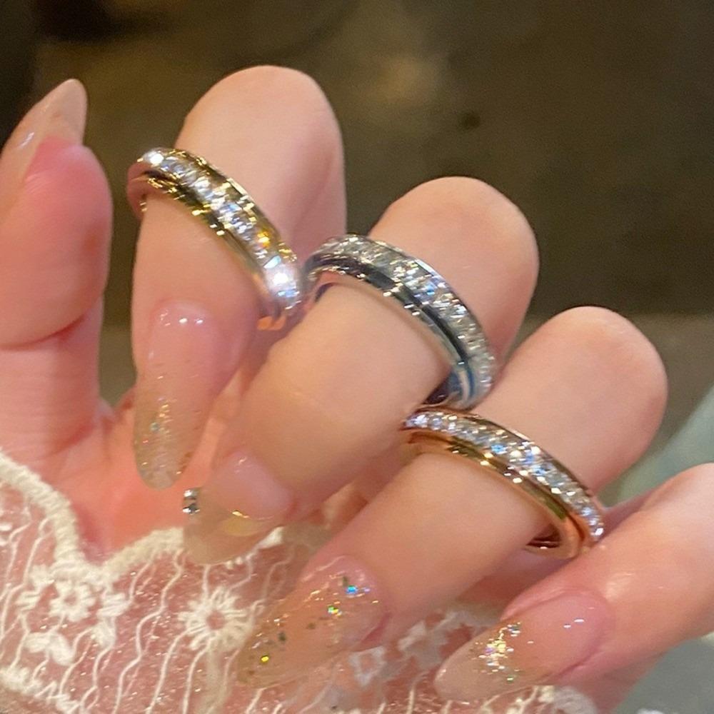 Eleganter Vollbohr-Ring Minimalistischer Fingerring Mode Drehbarer Ring Party
