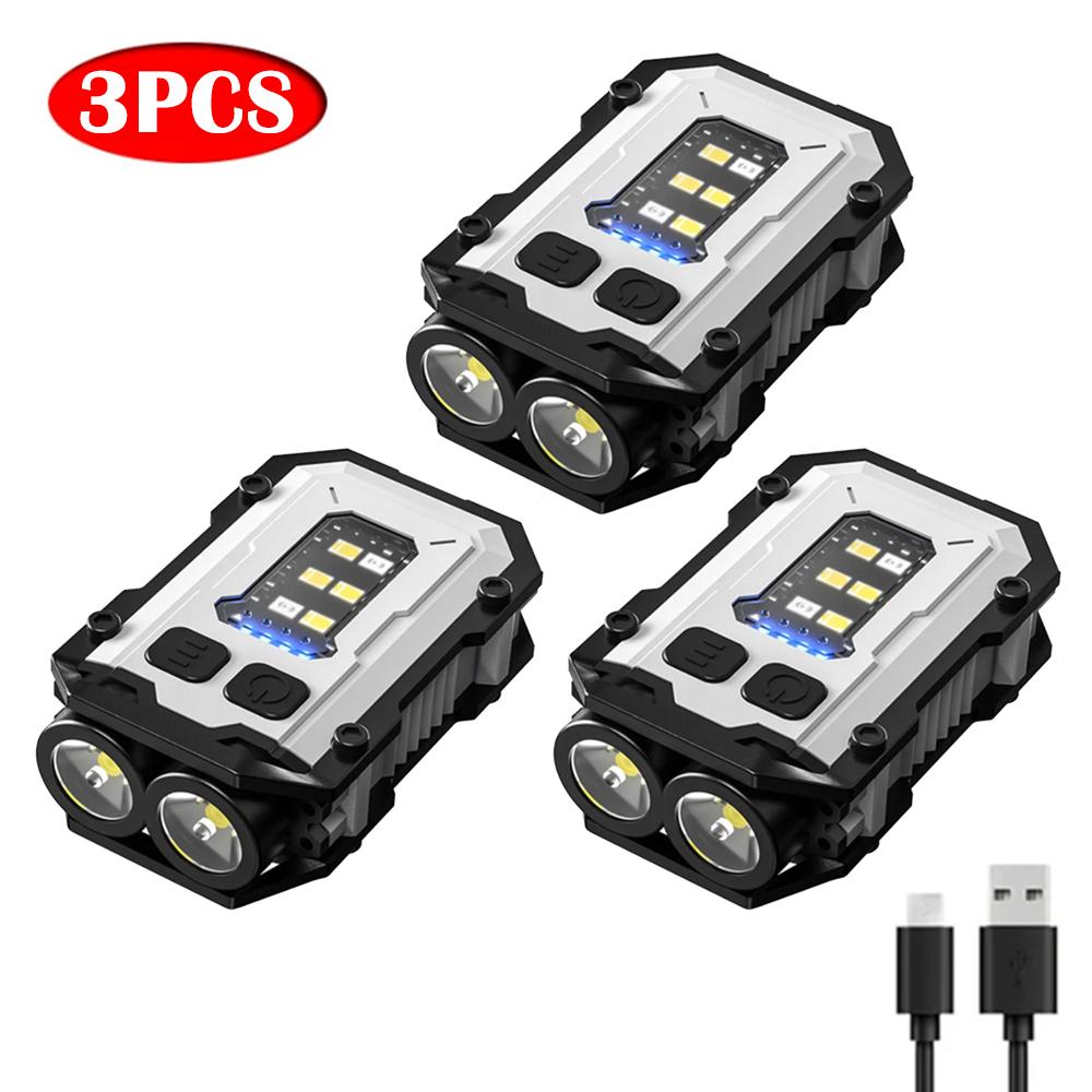 Multifunctional Mini EDC Keychain Light USB Rechargeable Flashlight With Tail Magnet Outdoor Waterproof Work Light Camping Lamp