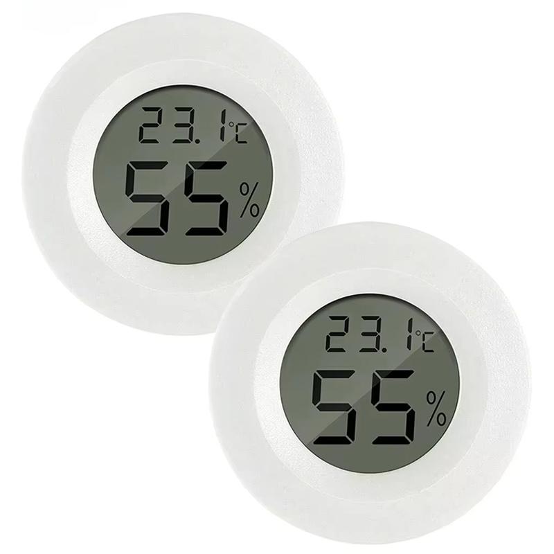 1/2 Pcs Mini Hygrometer Thermometer Fahrenheit or Celsius Meter Digital LCD Monitor Indoor Room Round Humidity Temperature Gauge