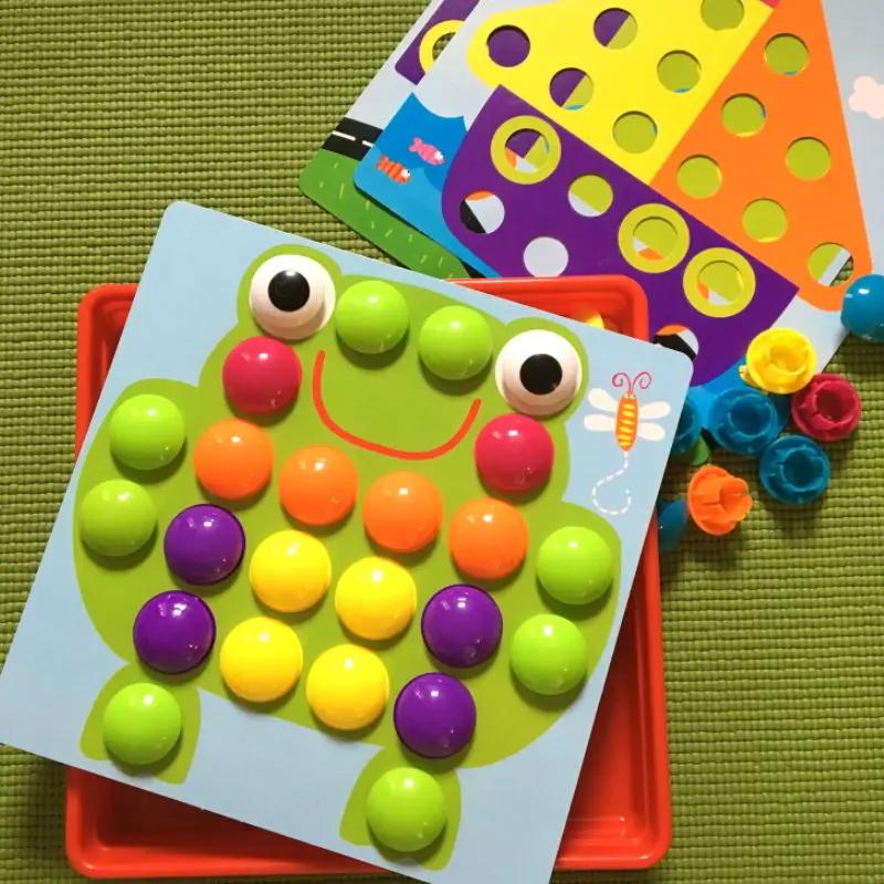 Novo cogumelo prego diy dos desenhos animados brinquedos artesanais montessori brinquedos educativos das crianças jogo de quebra-cabeça 3d inteligente presentes de tabuleiro