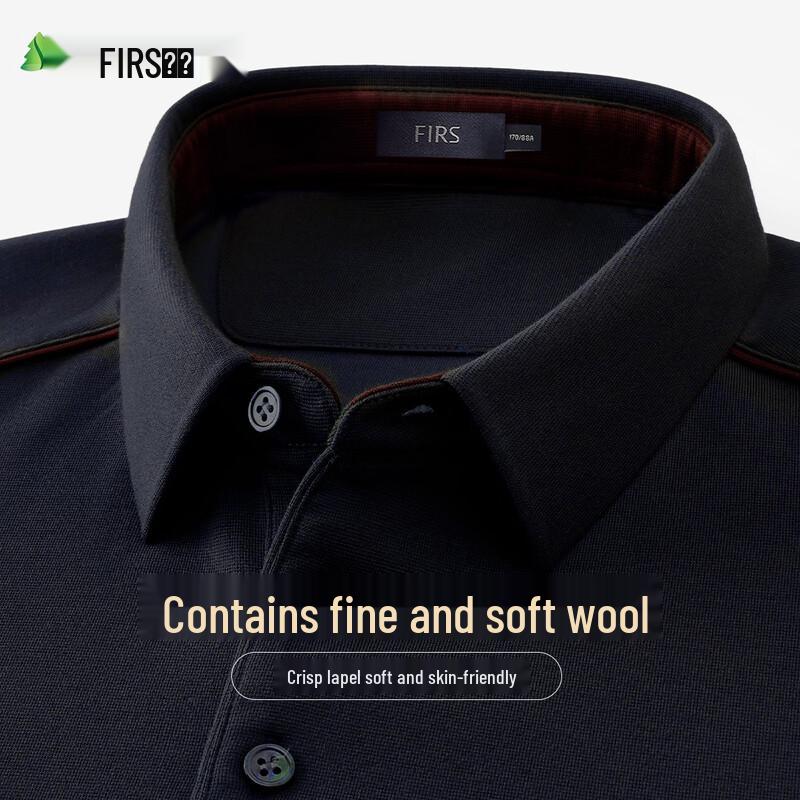 

FIRS Men s Wool Blend Long Sleeve Business Polo Shirt L