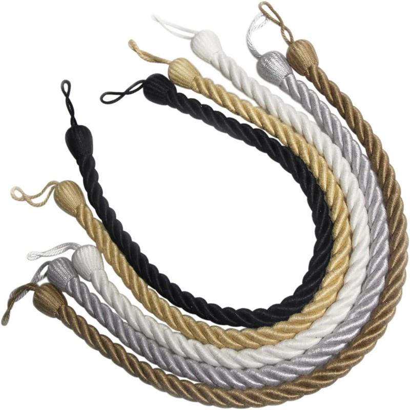 2 FermaTende Con Nappa Fatti A Mano - Corde Intrecciate In Stile Europeo, Colore Oro, Lunghezza 60 Cm - Decorazione Per Casa E Ufficio