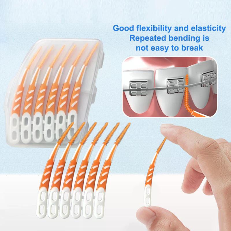 1/5 Box Interdental Silicone Brushes Teeth Stick Toothpicks Interdental Brushes Dental Cleaning Brush Teeth Care Dental Floss