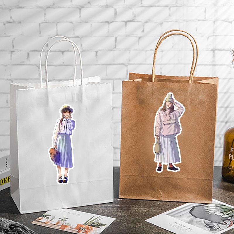 Adesivi per planner: 50 Fogli di Ragazze Cartoons Creative e Carine con Abiti Europei e Americani per Decorare Bottiglie e Album in Stile Giapponese.
