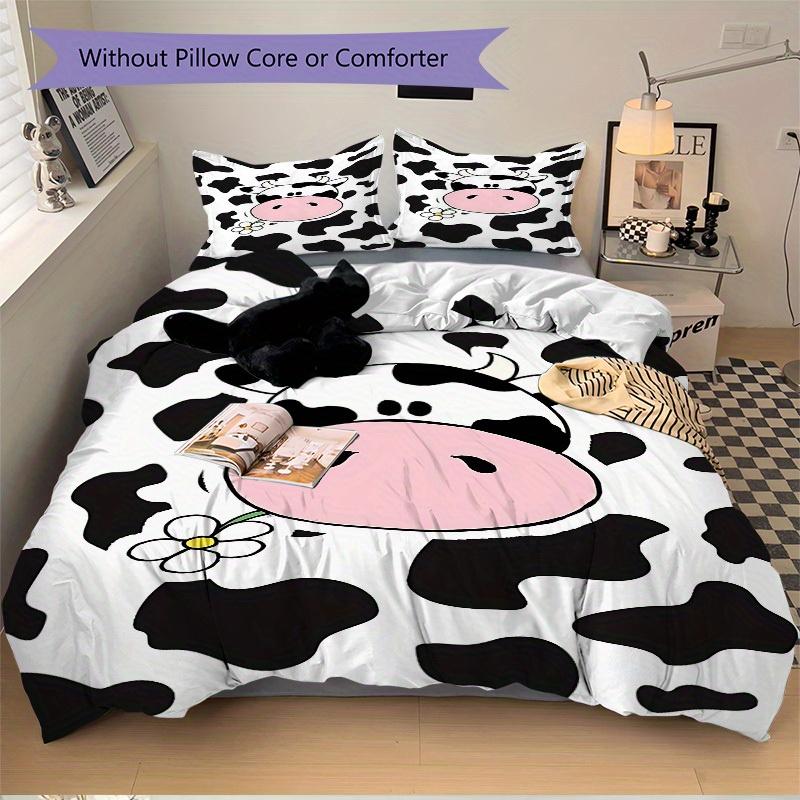 3pcs Animal-themed Cow Print Soft and Comfortable Breathability, Bedding Set, Machine Washable, Suitable for All Seasons121