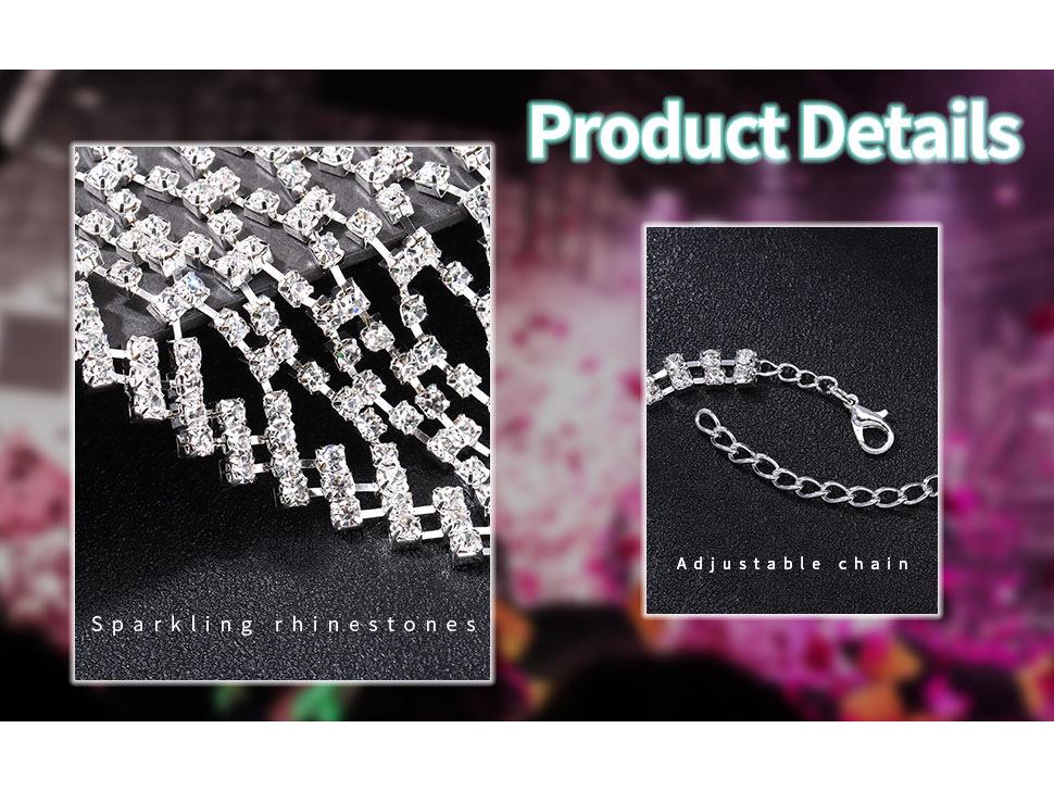 Lanț de piept bikini cu strasuri exagerate și set de lenjerie pentru cluburi de noapte