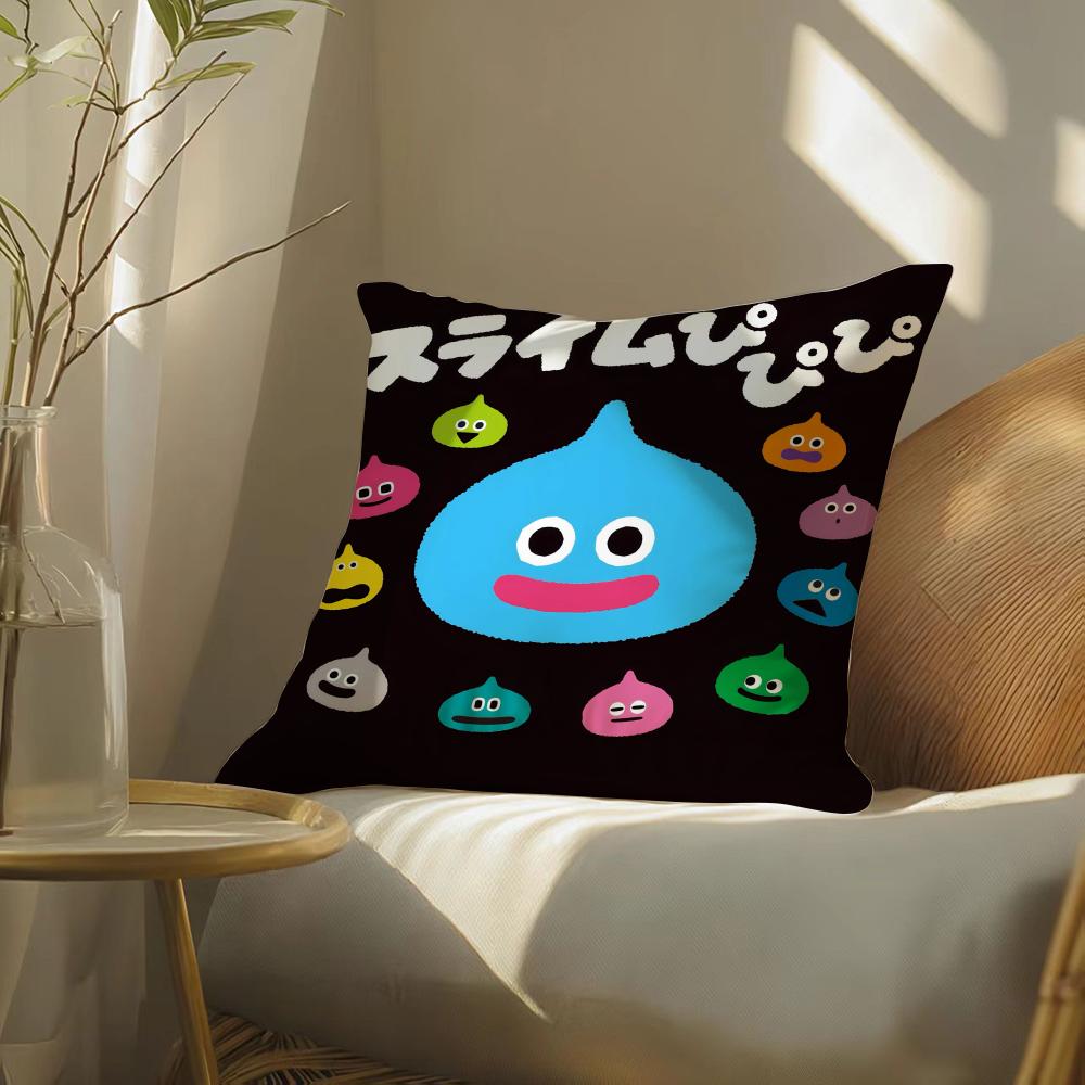 D-Dragon Quest Rocket Slime Cushion Cover Soft Short Plush Pillow Cover Smooth Cozy Texture Aesthetic Cushion Case Home Decor