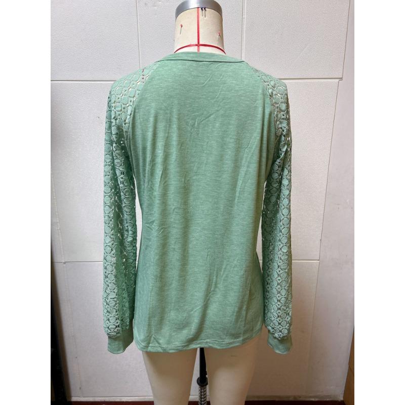 Women's Spring Autumn Patchwork Round Neck Long Sleeve Loose T-Shirt Casual Top