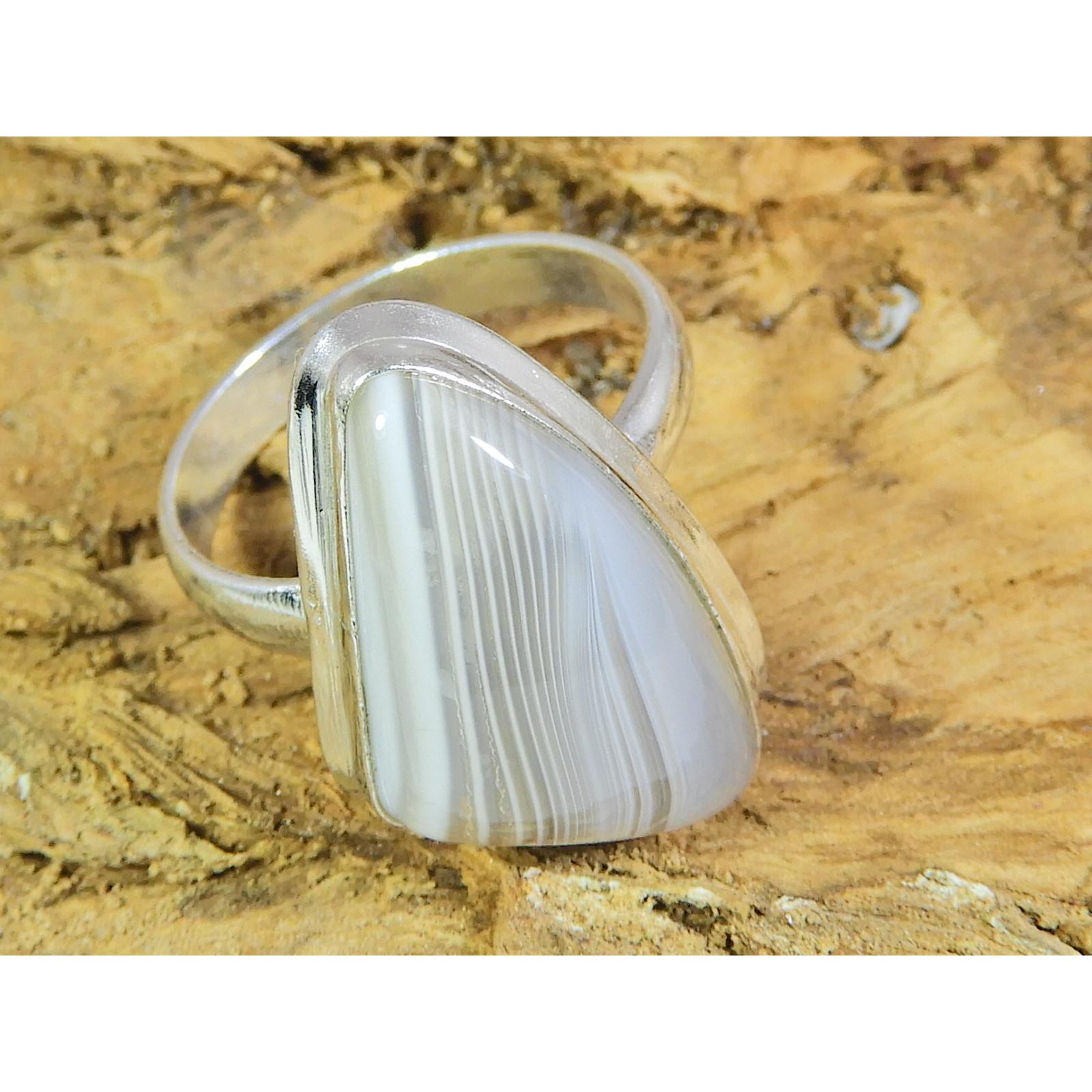 

Natural Botswana Agate 925 Solid Sterling Silver Ring Size US-6.5 PG-201