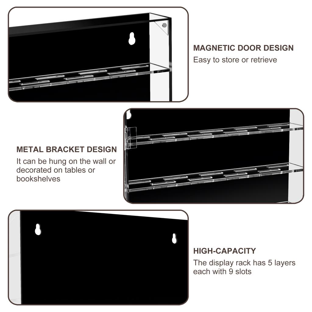 Five Layer Acrylic Display Rack Acrylic Badge Organizer Large Capacity Transparent Coin Display Case with Magnetic Door Decor