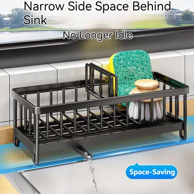 Kitchen Sink Shelf Self-draining Sponge Holder Stainless Steel Sink Drain Rack Soap Sponge Holder Kitchen Storage