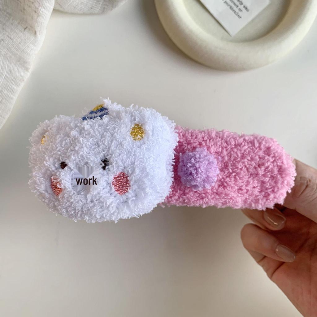 Haarspange im koreanischen Stil: Plüsch-Puddingbär-Entenschnabel – Großes, niedliches Make-up-Accessoire