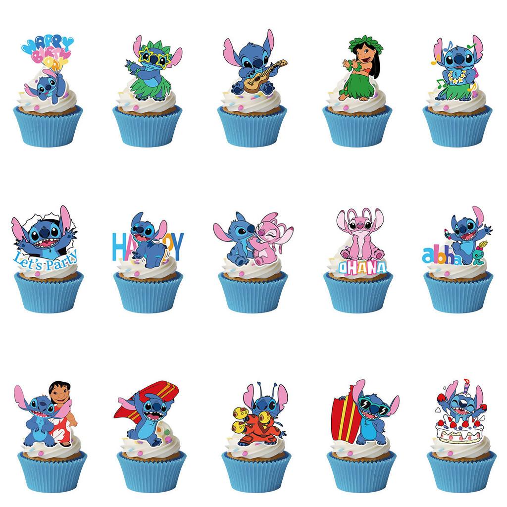Birthday Stitch Theme Cake Inserts Set With Paper Decor For Events Celebration