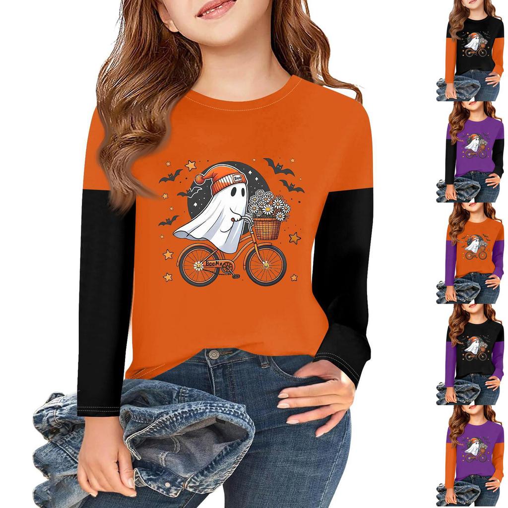 Kids' Halloween Printed Long Sleeve T-Shirt Casual Neck Top for Boys Girls
