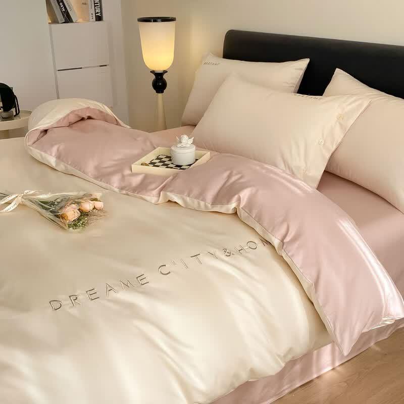 Qingjiu Embroidered Long-Staple Cotton 4-Piece Bedding Set