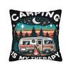 Camping Is My Therapy Pillow Case Design Pillow Cover Cute Funny Pillowcases For Sofa Couch Bed Living Room