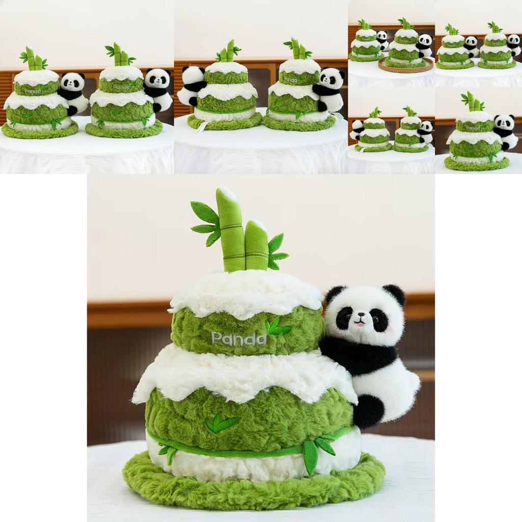 Panda Plüschtier mit Doppelschicht-Kuchen-Design für Kinder und zum Verschenken