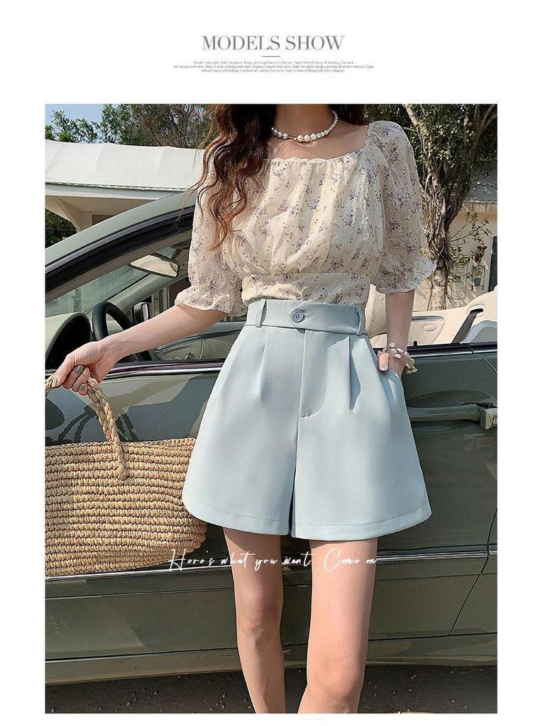 2026 Summer Women's Slimming A-line Wide-leg Shorts - Korean Style, Versatile, Casual Fit