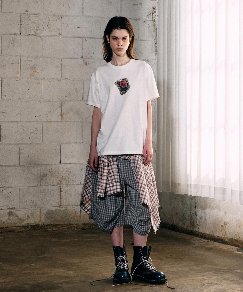 THEVINYLHOUSE Three-Quarter Check Pants Blue