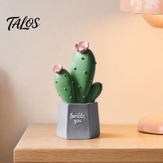 Durable Resin Home Decor Cactus Figurines Ornament, Desktop Decor, Multi-size Set Geometric Planters Ornament for Office