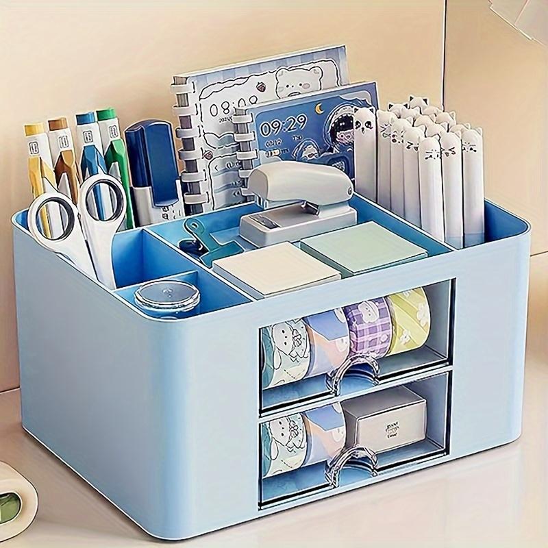1pc Two-Tone Creative Multi-purpose Stationery Storage Box, Desk Holder For Office Storage