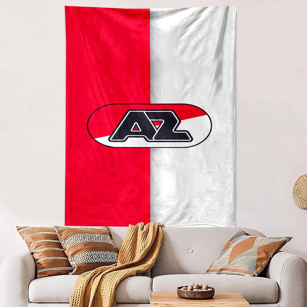 Red and White AZ Logo Design Patterned Tapestry Decorative Wall Hanging, Home Bedroom Living Room Decor