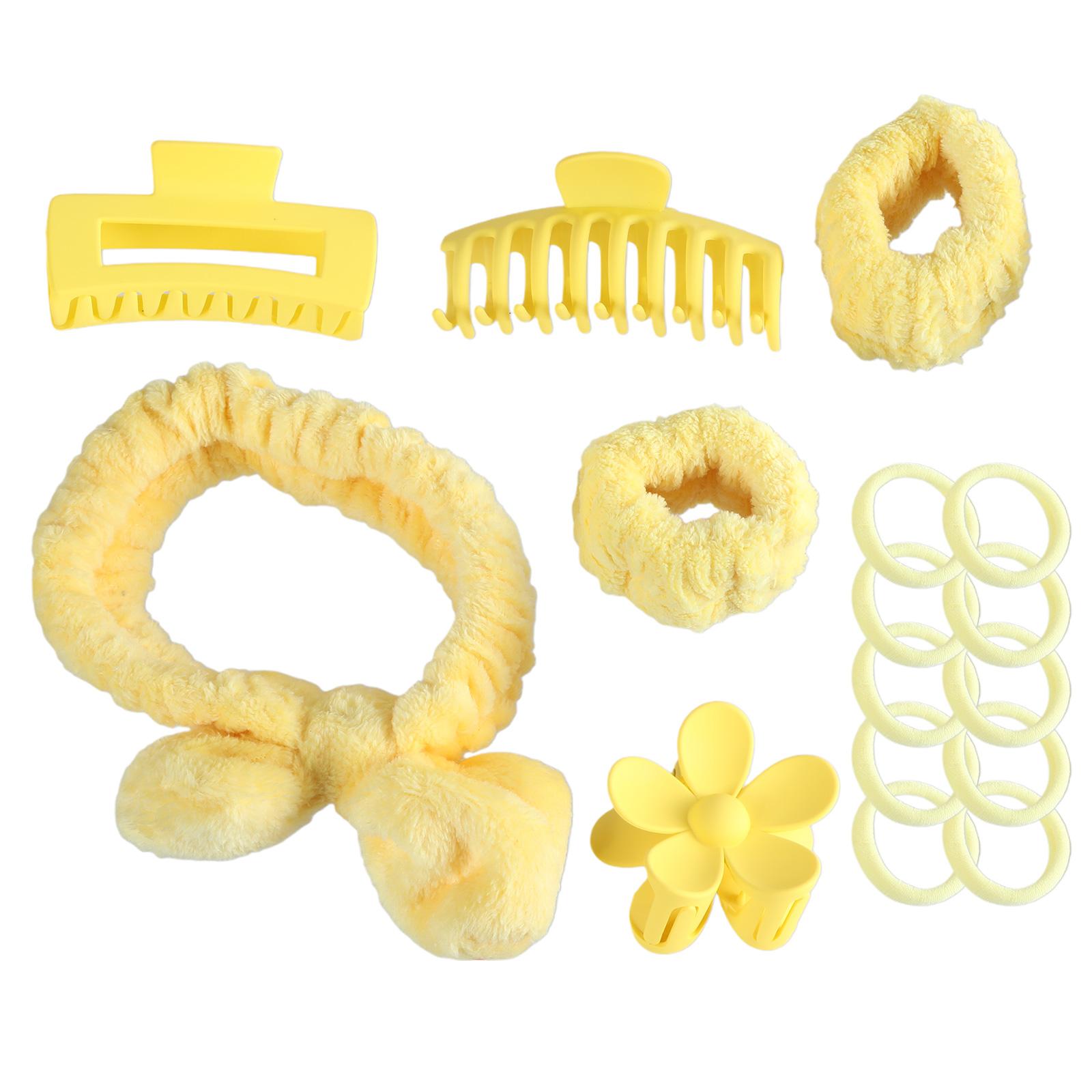 

ElasticHair Bands With Wristbands Multipurpose Bowknot Headband Hair Clip and Wristbands for Sports and Beauty жовтий