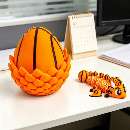 3D Printed Dragon Egg with Flexible Dragon Inside Sports Ball Surprise Dragon Egg Fidget Toy Twist Open Articulated Animal Stress Relief Gift for