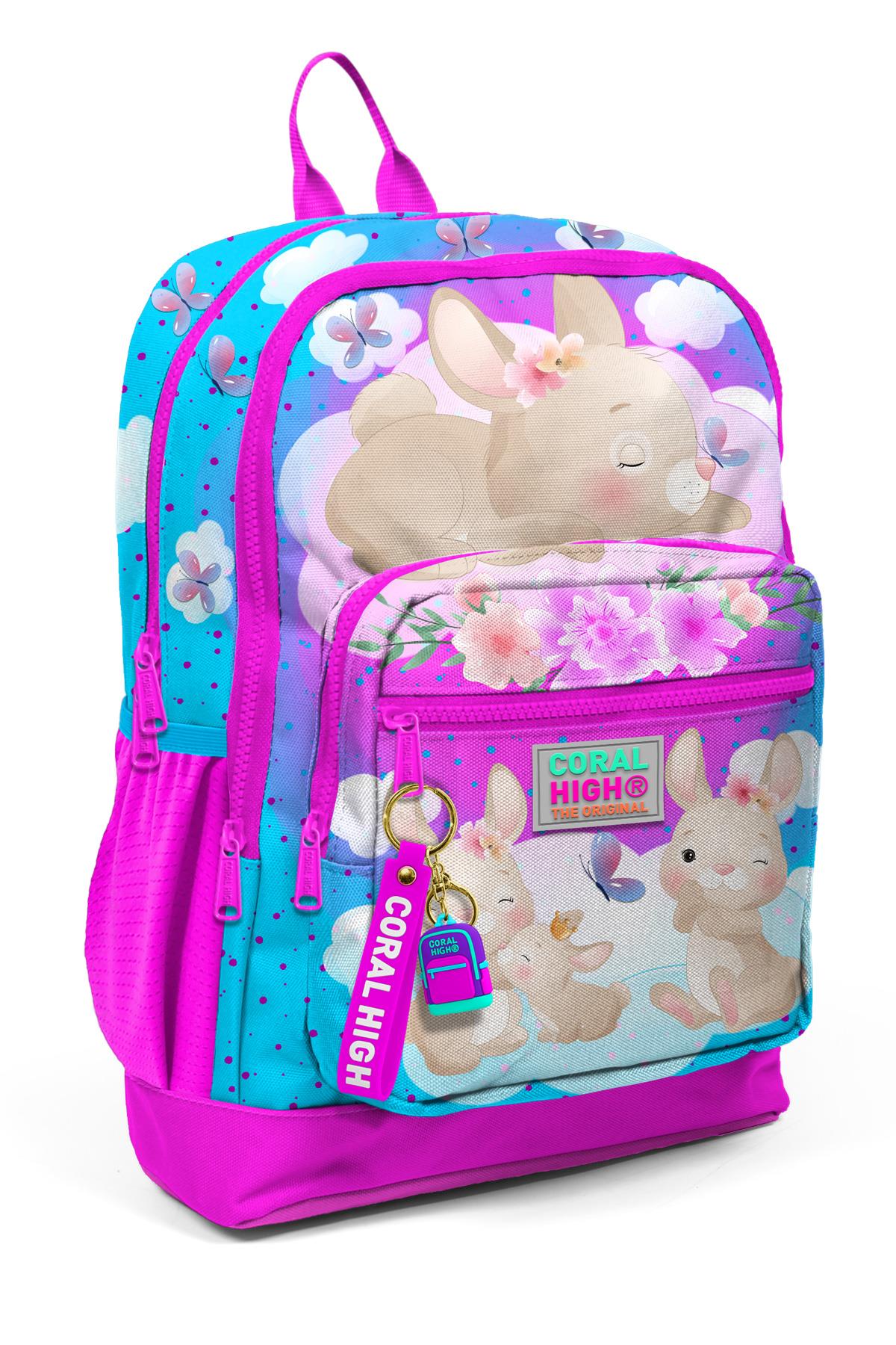 

Школьный рюкзак с четырьмя отделениями Coral High Kids Синий Розовый с рисунком кролика 23736