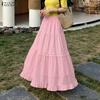 ZANZEA Women Elegant Lace Splice Casual Elastic Waist Loose Long Skirts