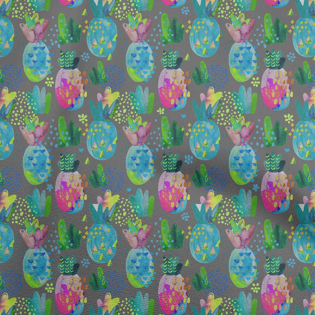 oneOone Cotton Flex Gray Fabric Pineapple Fabric For Sewing Printed Craft Fabric By The Yard 40 Inch