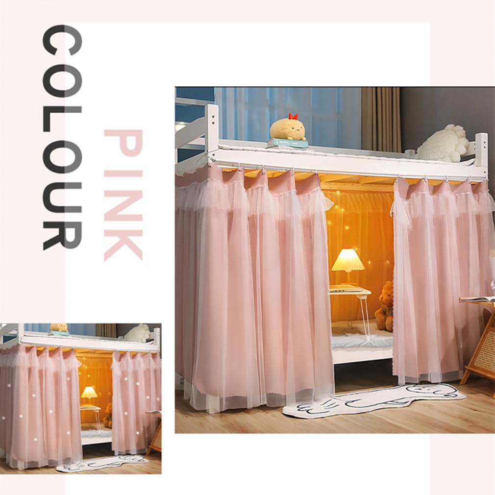 Dorm Home Bunk Bed Curtain Cloth Solid Thicken Bed Canopy Students Privacy Bed Shading Curtain Tent Lightproof Breathable Blackout Bedding Canopy