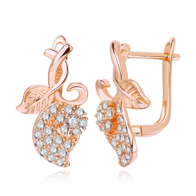 

Серьги-клипсы MINTHA в виде листьев, модные свадебные повседневные модные ювелирные изделия цвета розового золота, серьги с кубическим цирконием для женщин, свадебные серьги A